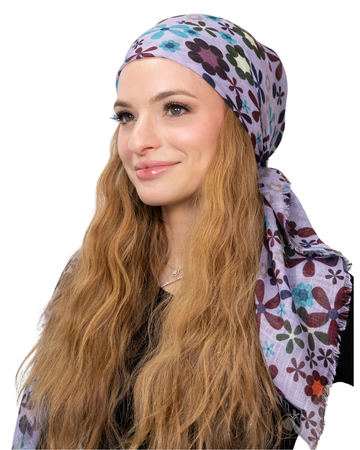 Tie Ur Knot Lilac Bloom Adjustable Pre-Tied Bandanna with Full Grip myselflingerie.com